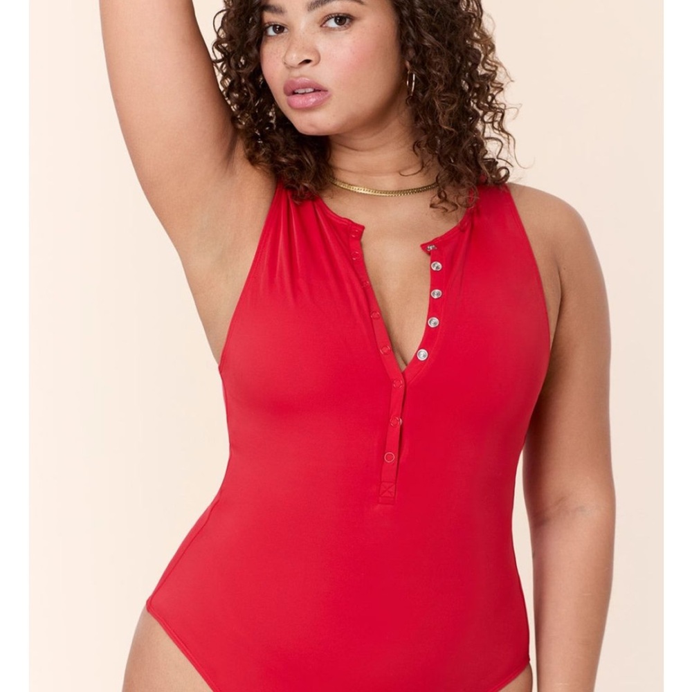 Andie Vibrant Red Snap Swimsuit